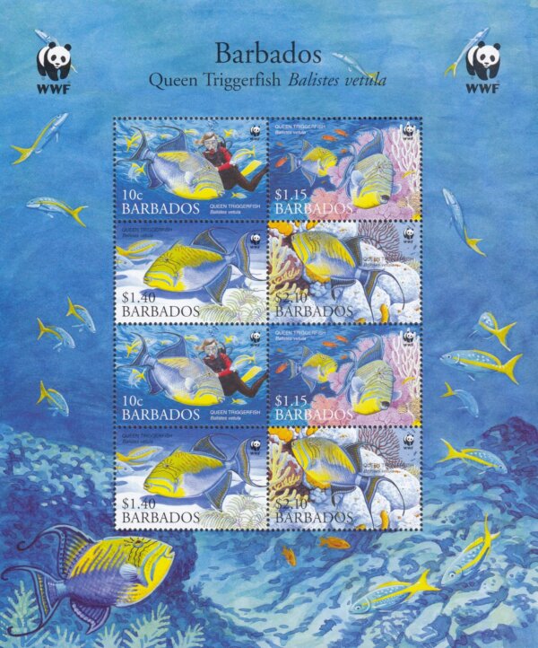 Barbados SG1290-1293 | Endangered Species Queen Triggerfish Sheetlet