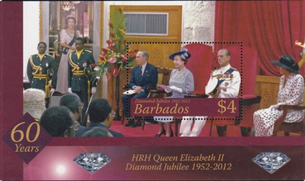 Barbados SGMS1387 | Diamond Jubilee of QEII Souvenir Sheet 2012