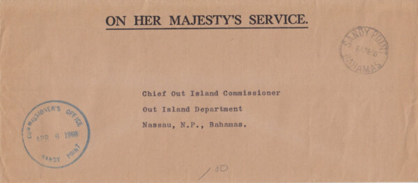 Bahamas 1960 | OHMS cover from Commissioners Office with Sandy Point CDS