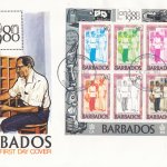 Barbados 1980 | London 1980 International Stamp Exhibition Souvenir Sheet FDC (50c value)