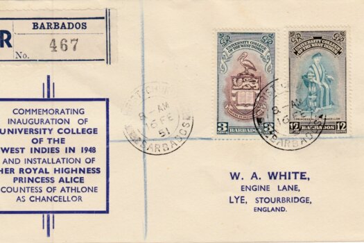 Pre Printed Inauguration of B.W.I University College Barbados FDC 1951 with Christ Church cancel