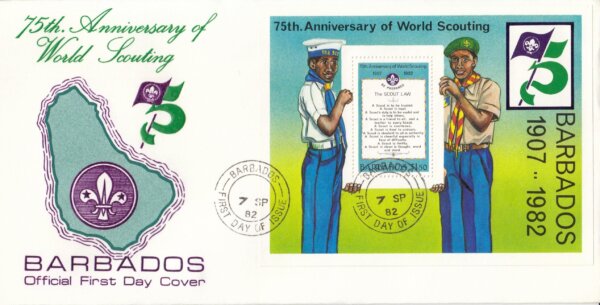Barbados 1982 | 75th Anniversary of World Scouting Souvenir Sheet FDC