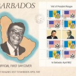 Barbados 1982 | President Reagan's Visit to Barbados Souvenir Sheet FDC (20c value)