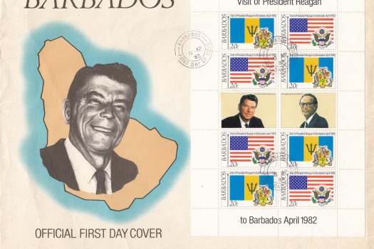 Barbados 1982 | President Reagan's Visit to Barbados Souvenir Sheet FDC (20c value)