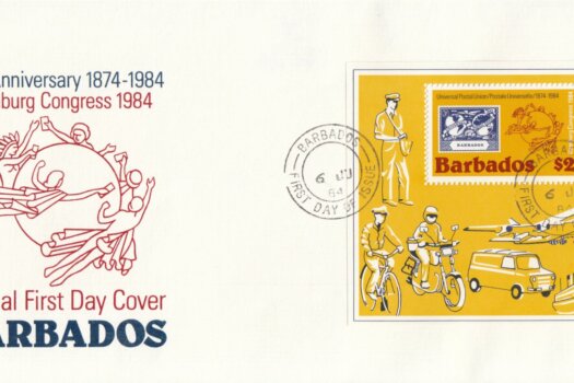 Barbados 1984 | Centenary of the UPU Hamburg Congress 1984 Souvenir Sheet FDC