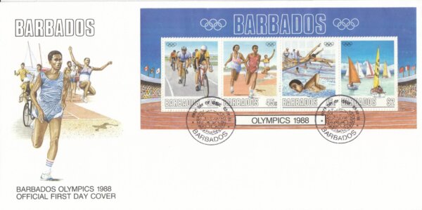 Barbados 1988 | Barbados Olympics Souvenir Sheet FDC