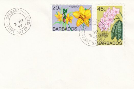 Barbados 1977 | Orchids of Barbados Definitives (additional values) on plain FDC