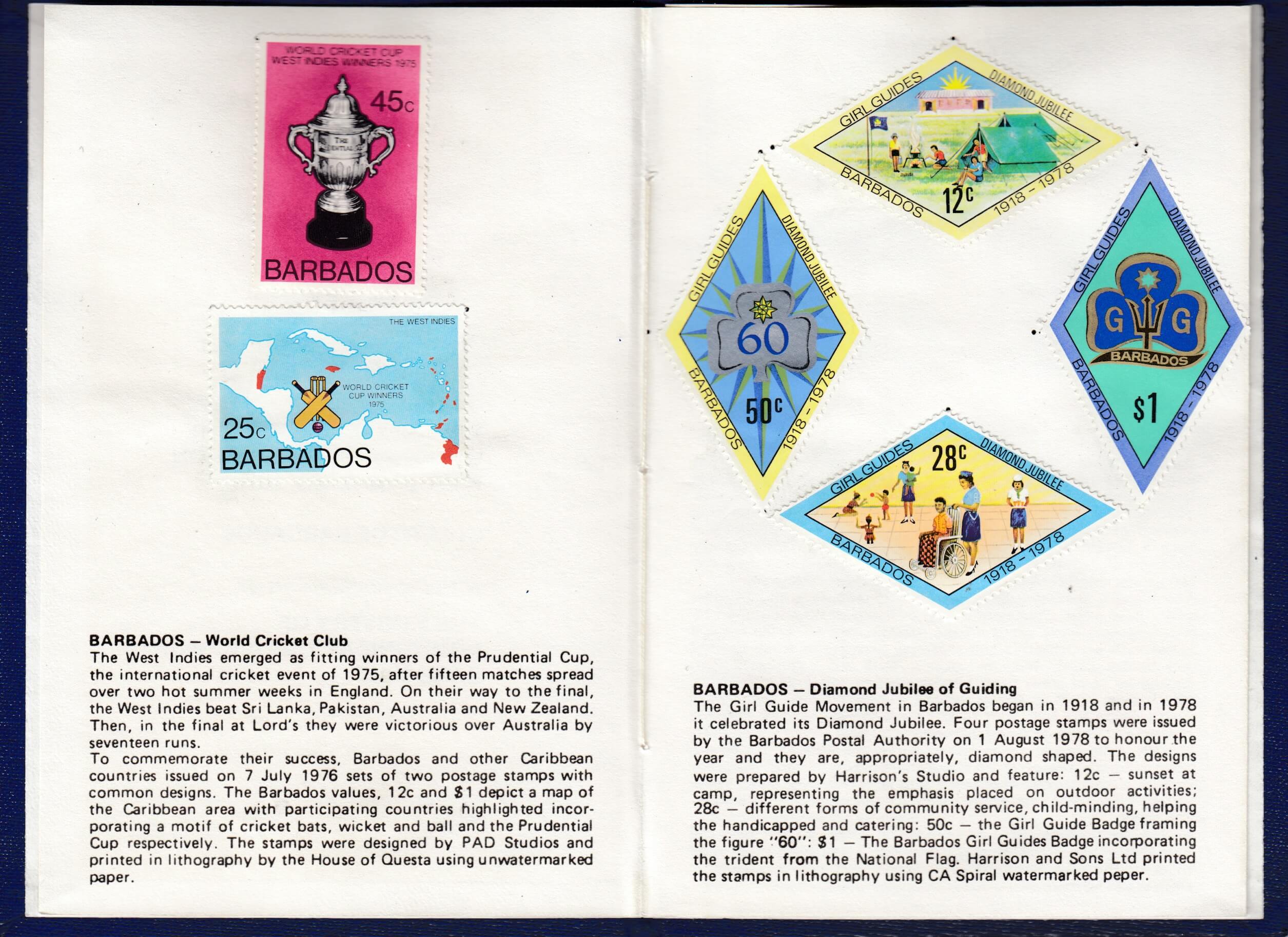 XVIIIth Congress of the Universal Postal Union, Rio de Janeiro 1979 - Barbados stamp booklet page 1