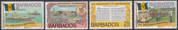 Barbados SG569-572 | 10th Anniversary of Independence