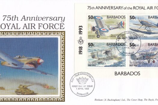 Barbados 1993 | 75th Anniversary of Royal Air Force Souvenir Sheet Benham FDC