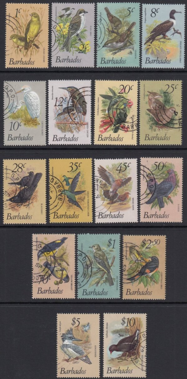 Barbados SG622-638 | Birds of Barbados Definitives 1979-83 Original Short Set (Used)