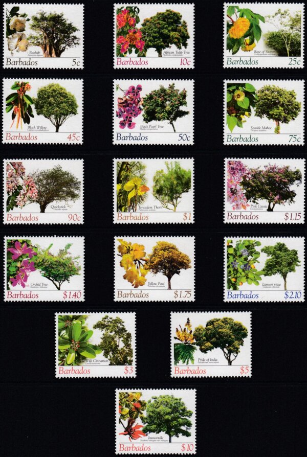 Barbados SG1266-1280 | Barbados Flowering Trees Definitives 2005