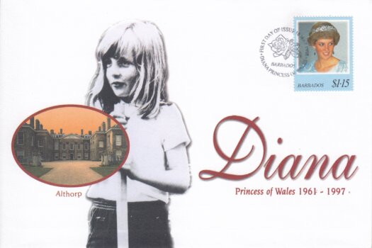 Barbados 1997 Diana Princess of Wales Single stamp illustrated FDC (1)