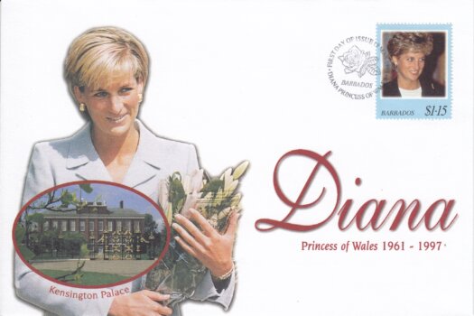 Barbados 1997 Diana Princess of Wales Single stamp illustrated FDC (2)
