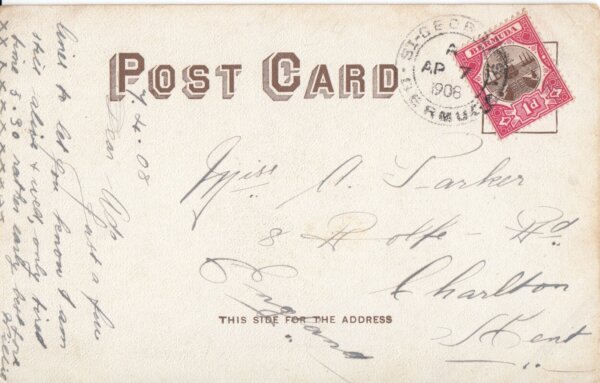 Bermuda 1906 Postcard (reverse)