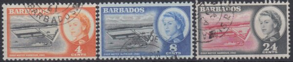 Barbados 306-308 | Deep Water Harbour 1961 (used)