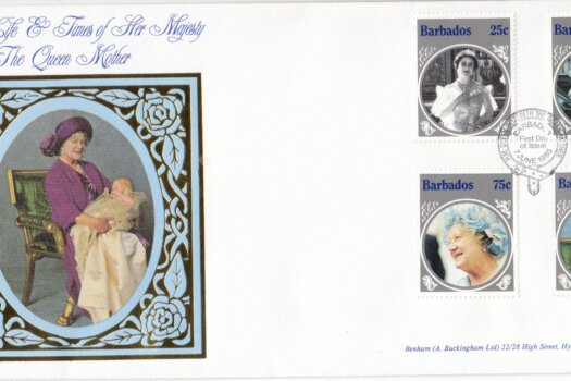 Barbados 1985 | The Life and Times if H.M. Queen Elizabeth the Queen Mother FDC Benham Silk Series