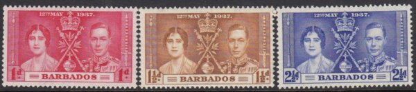 Barbados SG245-247 | Coronation 1937