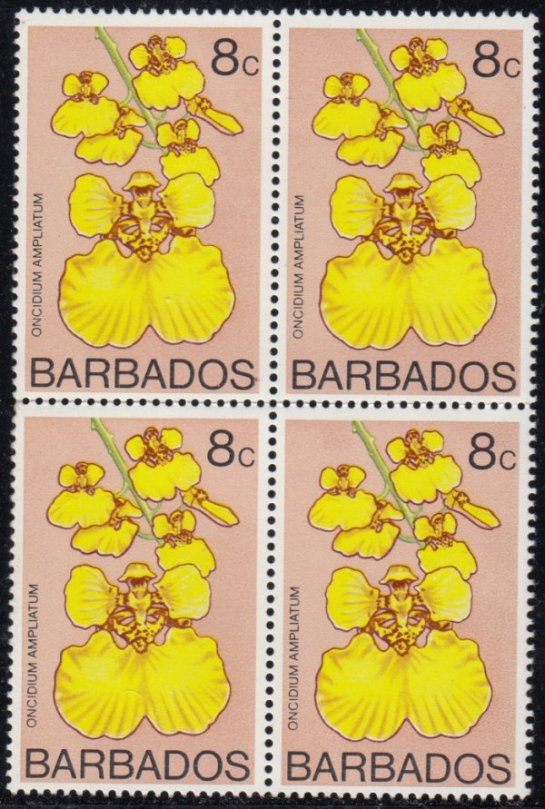 8c stamp block of four from Barbados 1974 Stamp Booklet