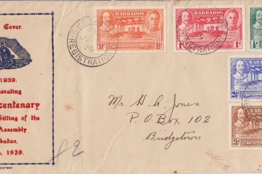 Barbados 1939 | Tercentenary of General Assembly FDC