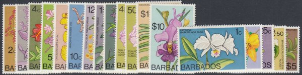 Barbados SG485-500 | Full Set - Orchids of Barbados Definitives 1974-77
