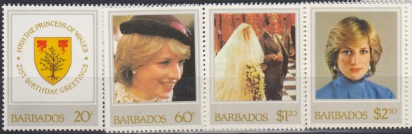 Barbados SG 705 - 708 | 21st Birthday of Diana the Princess of Wales