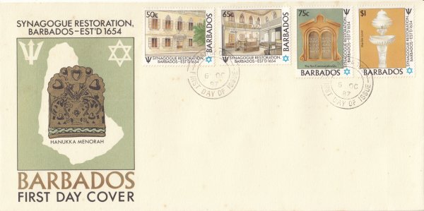 Barbados 1987 | Barbados Synagogue Restoration FDC - light tone spotting