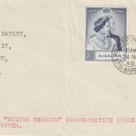Royal Silver Wedding set on plain cover addressed locally with Registration Branch, Bridgetown CDS