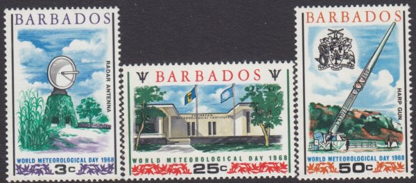 Barbados SG372-374 | World Meteorological Day 1968