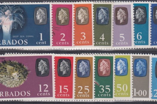 Barbados SG 342-355m | Marine Life 1966 reprints, watermark sideways (VLMM)