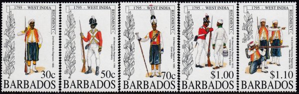 Barbados SG1043-1047 | Bicentenary of Formation of West Indies Regiment