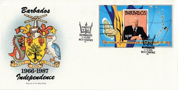 Barbados 1987 | 21st Anniversary of Independence Souvenir Sheet FDC
