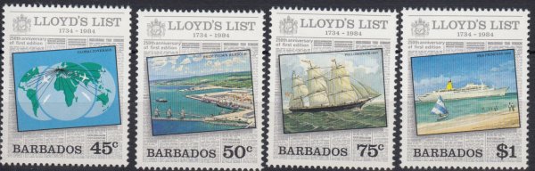 Barbados SG750-753 | Lloyds List 1984