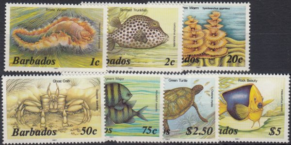 Barbados SG763B - 777B | Marine Life Definitives (with"1987" imprint date) 1987