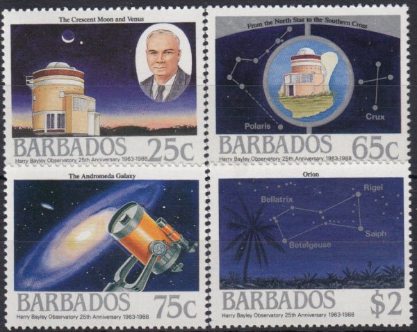 Barbados SG872-875 | 25th Anniversary of Harry Bayley Observatory