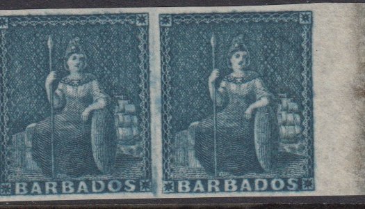 Barbados SG5a | 1d Slate Blue pair