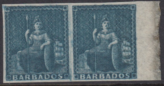 Barbados SG5a | 1d Slate Blue pair