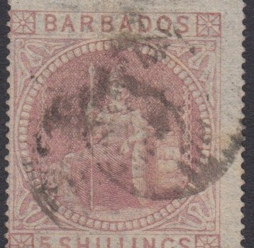 Barbados SG64 | 5/- Dull Rose (used)