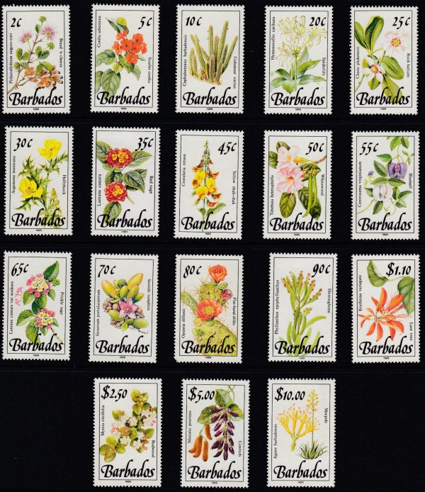 Barbados SG890-905 | Wild Plants Definitive full set of 18 values