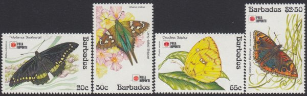 Barbados SG960-963 | Butterflies - Phil Nippon '91 International Stamp Exhibition