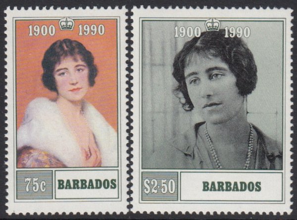 Barbados SG919-920 | 90th Birthday of Queen Elizabeth the Queen Mother