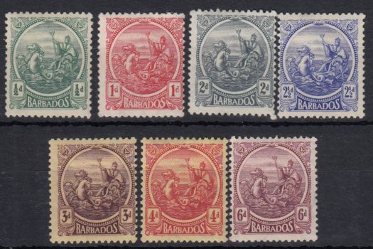 Barbados SG213, 214, 219, 220, 221, 222, 225 | Range Small Seal mint ½d, 1d, 2d, 2½d, 3d, 4d, 6d