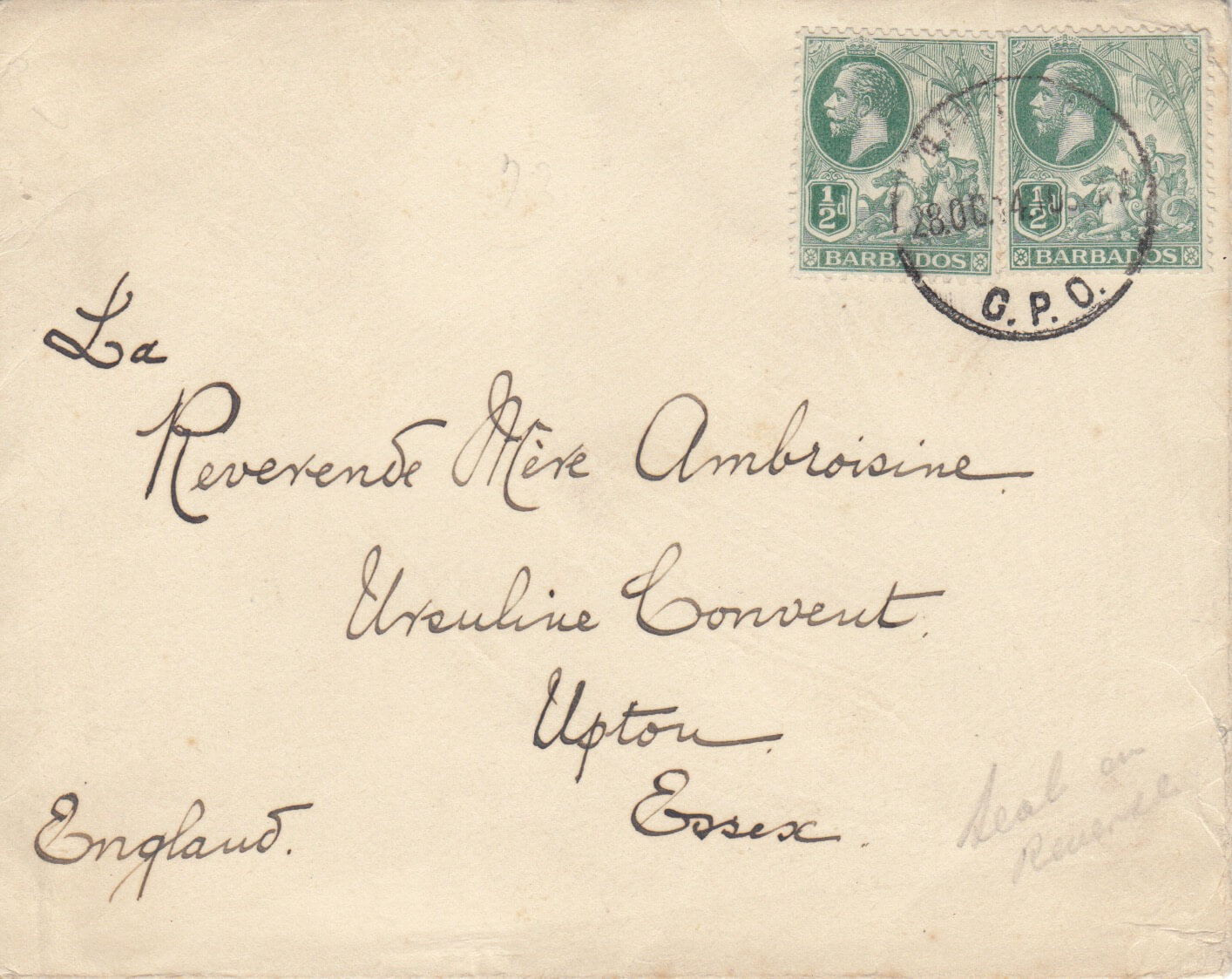 Barbados Belgian Relief Fund Label on cover