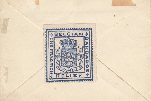 Barbados Belgian Relief Fund Label on cover (rear)