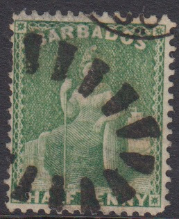 Barbados SG72 | 1/2d Bright Green p14 (used)
