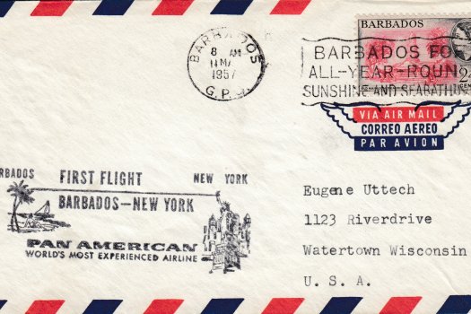 Barbados to New York - Pan Am First Flight Cover 11th May 1957