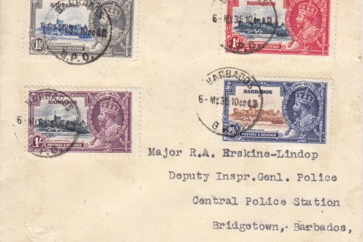 Barbados Silver Jubilee 1935 FDC on plain cover