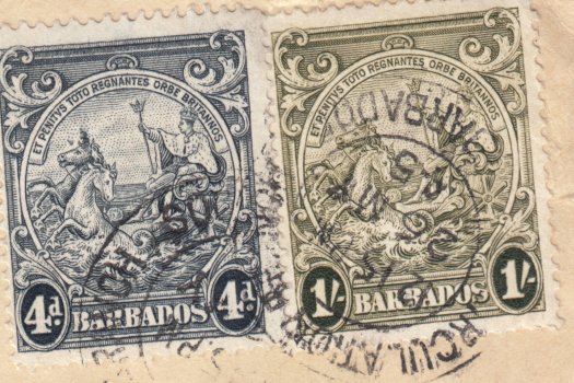 Barbados SG253da Flying Mane Flaw on cover