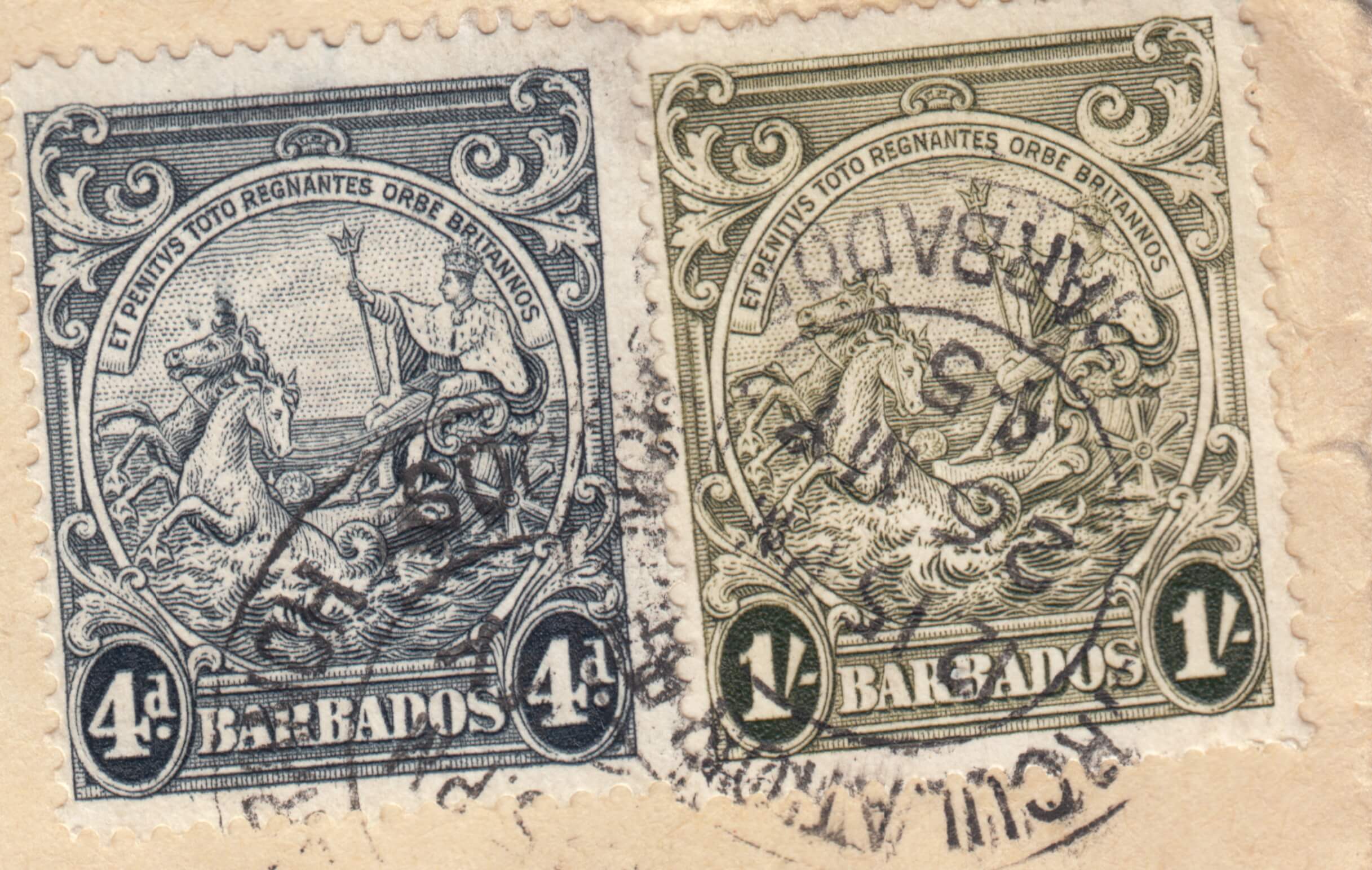 Barbados SG253da Flying Mane Flaw on cover