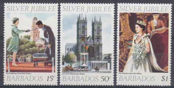 Barbados SG574-576 | Silver Jubilee of QEII